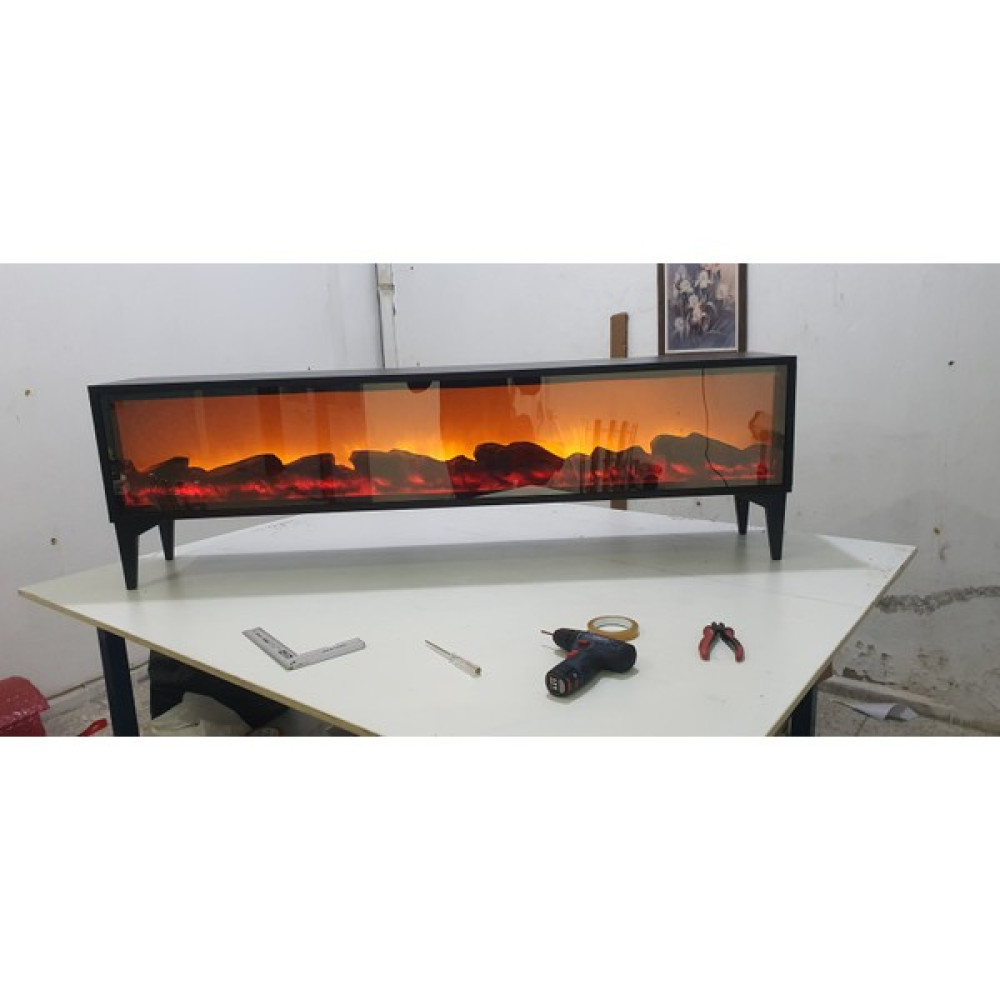 Bay Bayan Siyah Tv Sehpası Full Şömineli 170CM Bluetootlu Ses Sistemi 3 Farklı Aydınlanma Çeşidi Uzaktan Kumandalı Tv Ünitesi / Sehpası Fiyatı