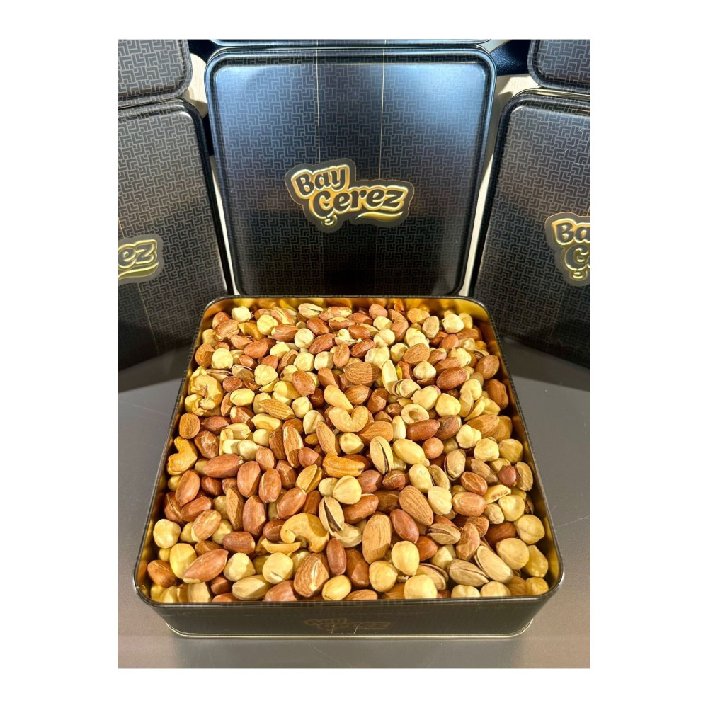 Bay Çerez hediyelik metal kutu 5li karışık kuruyemiş extra(yerfıstığı-antep-badem-fındık-kaju)NET:1KG Kuruyemiş Fiyatı