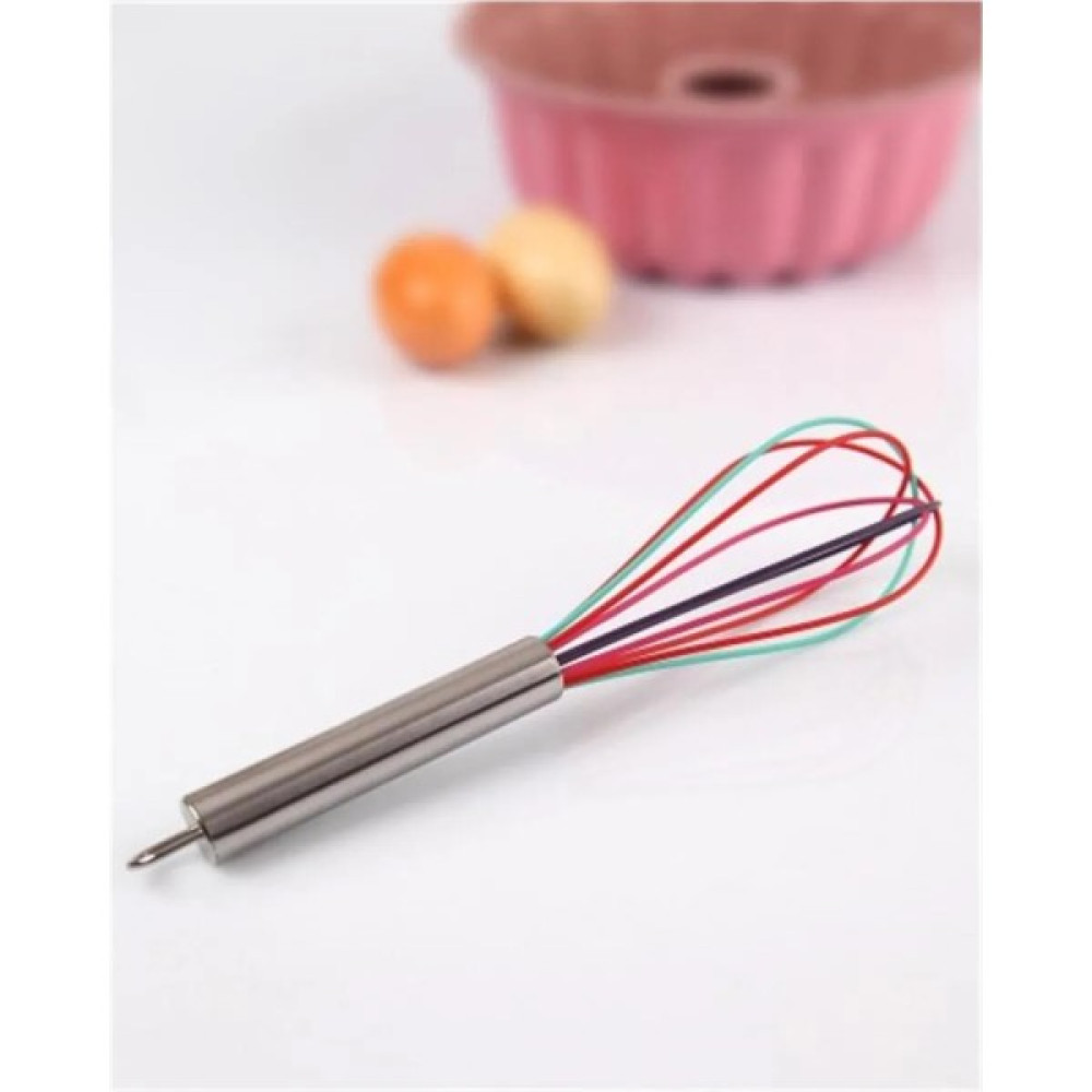 Bay Nuvola Silikon Uçlu Çırpıcı Metal Saplı Renkli Yumurta Çırpma Teli Kek Pasta Hamur Karıştırma Aparatı 25CM Mutfak Gereçleri Fiyatı