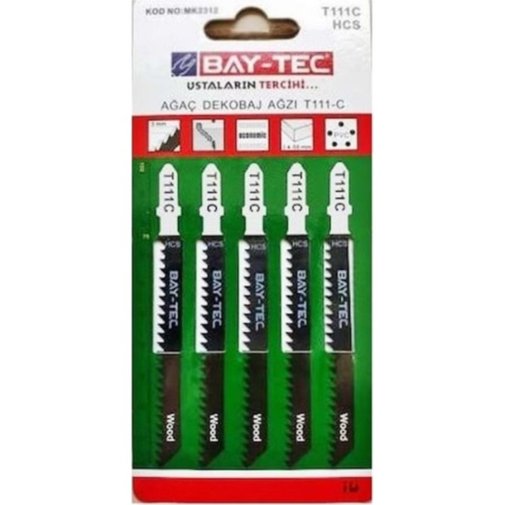 Bay-Tec Ağaç Dekupaj Ucu T111C MK2312 1 Kartela (5 Adet) Dekupaj Testere Fiyatı