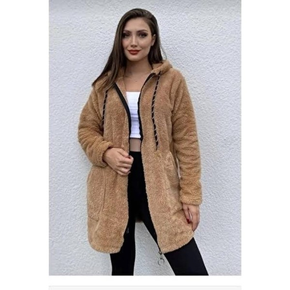 Bayan Peluş Hırka Kapüşonlu Kadın Hırka Fiyatı