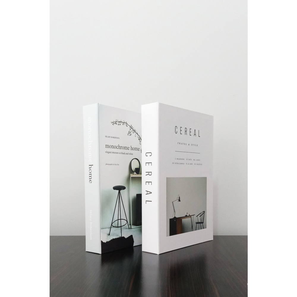 BayCazip 2li Dekoratif Kitap Görünümlü Kutu Monochrome Home & Cereal Beyaz Temalı Ev & Dekorasyon Aksesuarları Fiyatı