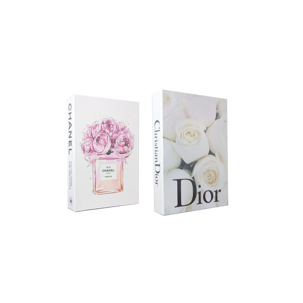 BayCazip 2li Dekoratif Kitap Görünümlü Kutu No5 Chanel & Dior Beyaz Gül Temalı Ev & Dekorasyon Aksesuarları Fiyatı
