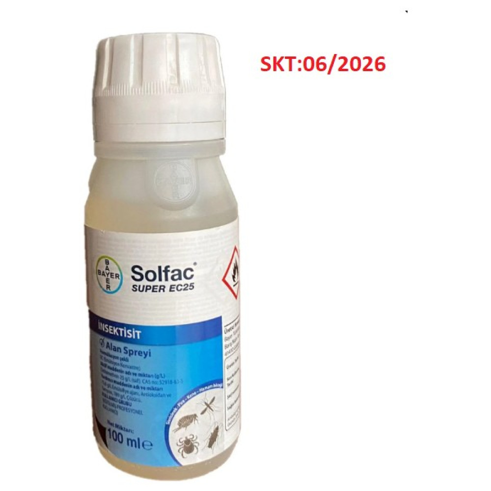 Bayer Solfac Super EC25 -100 ml - Sivrisinek Pire Kene Hamam Böceği Oto Boyaları Fiyatı