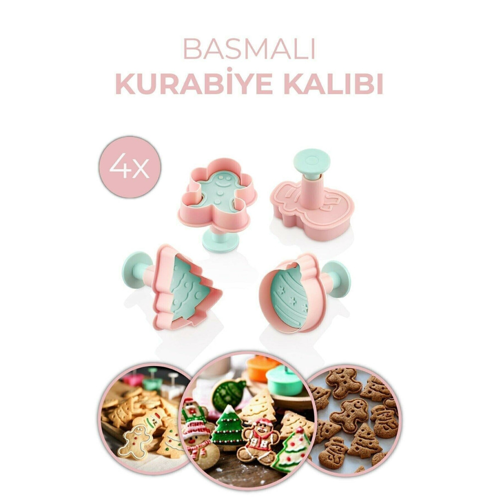 Bayev Yılbaşı Kurabiye Kalıbı 3133 ( Çam Ağacı - Gingerbreadman- Kardan Adam ) Kek Kalıpları Fiyatı