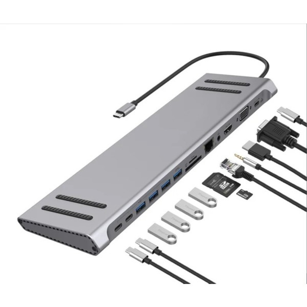 Bayındır Elektronik Type-C™ To (Audio Port 3xusb 3.0 Gigabit Ethernet Microsd+ Sd Dp 4K Ultra Hd HDMI VGA Type-C) 14IN1 Macbook Uyumlu Adaptör - Gri Bilgisayar Çevirici ve Adaptörü Fiyatı