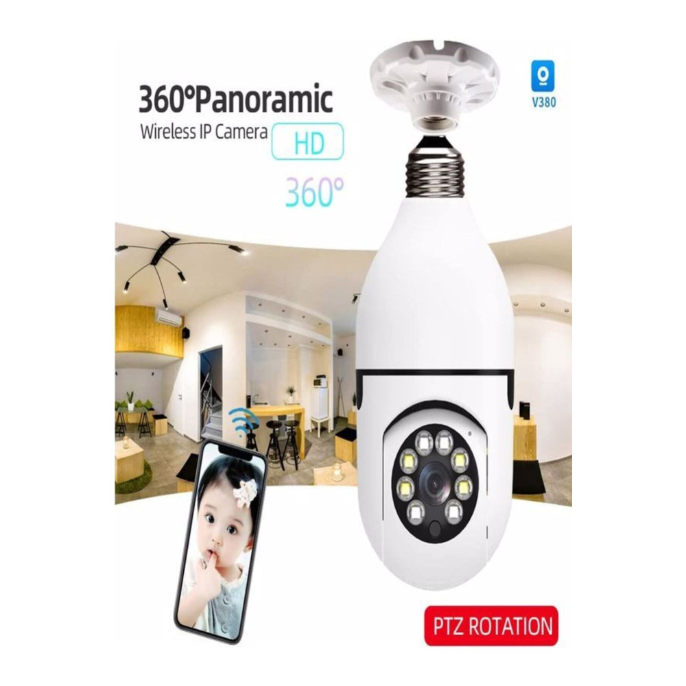 BAYINDIRELEKTRONİK 360 Ptz Ip Kamera Gece Görüş Kablosuz Bebek Güvenlik Akıllı Ampul Wifi Kamera E27 Duy Tip Güvenlik Kameraları Fiyatı