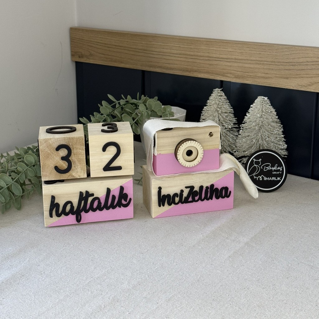 Baykuş Craft Mimarlık İsimli Renkli 3 Boyutlu Bebek Ahşap Hatıra Küpü Anı Küpü + Ahşap Fotoğraf Makinesi Seti / Türkçe / Pembe - Bebek Pembe Evcil Hayvan Ürünleri Fiyatı