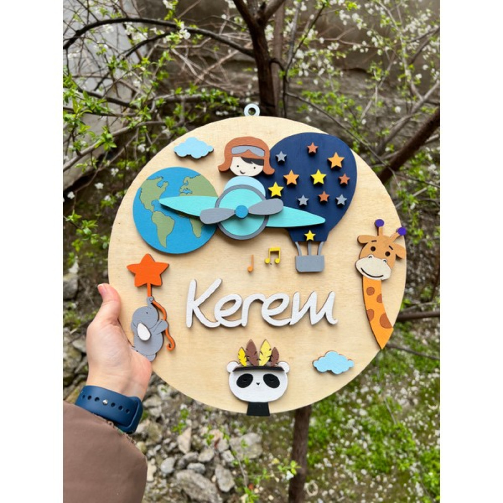 Baykuş Craft Mimarlık Özel Tasarım Hediyelik Daire Pilotlu Balonlu Hayvanlı Hastane Odası Ahşap Hastane Kapı Süsü - Ahşap Rengi - 0 - 3 Yaş Bebek Kapı Süsü Fiyatı