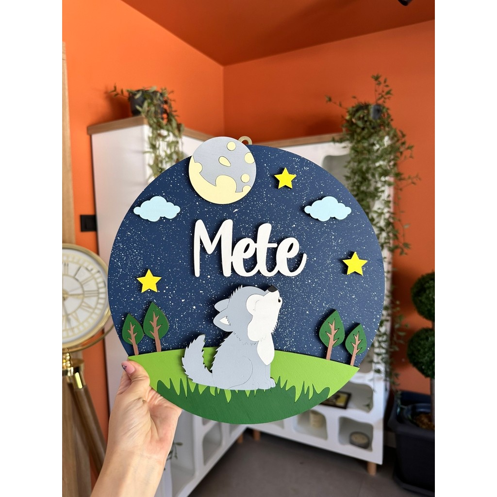 Baykuş Craft Mimarlık Özel Tasarım Hediyelik Göktürk Ulu Kurtlu Safari Hayvanlı Bebek Ahşap Hastane Kapı Süsü - Ahşap Rengi Evcil Hayvan Ürünleri Fiyatı