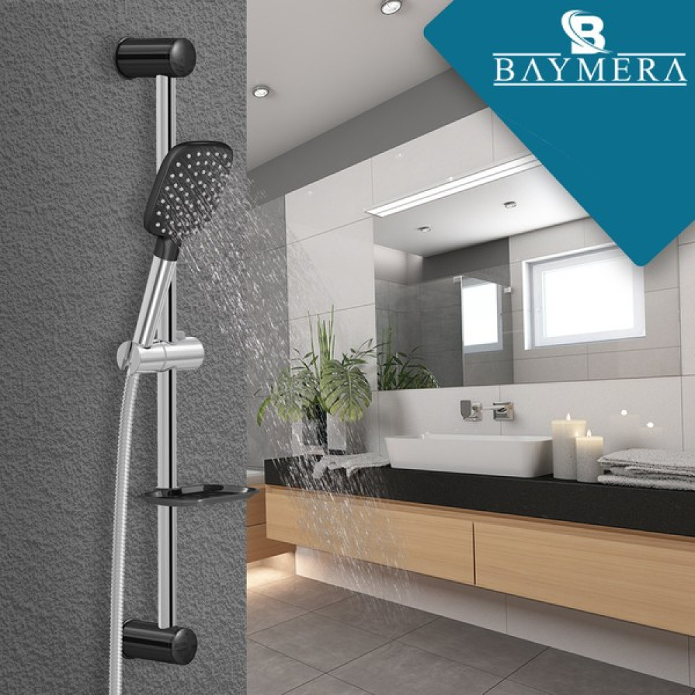 Baymera Aqua Chrome Black Sürgülü Tepe Duş Seti VLTM-6150 Duş Seti Fiyatı