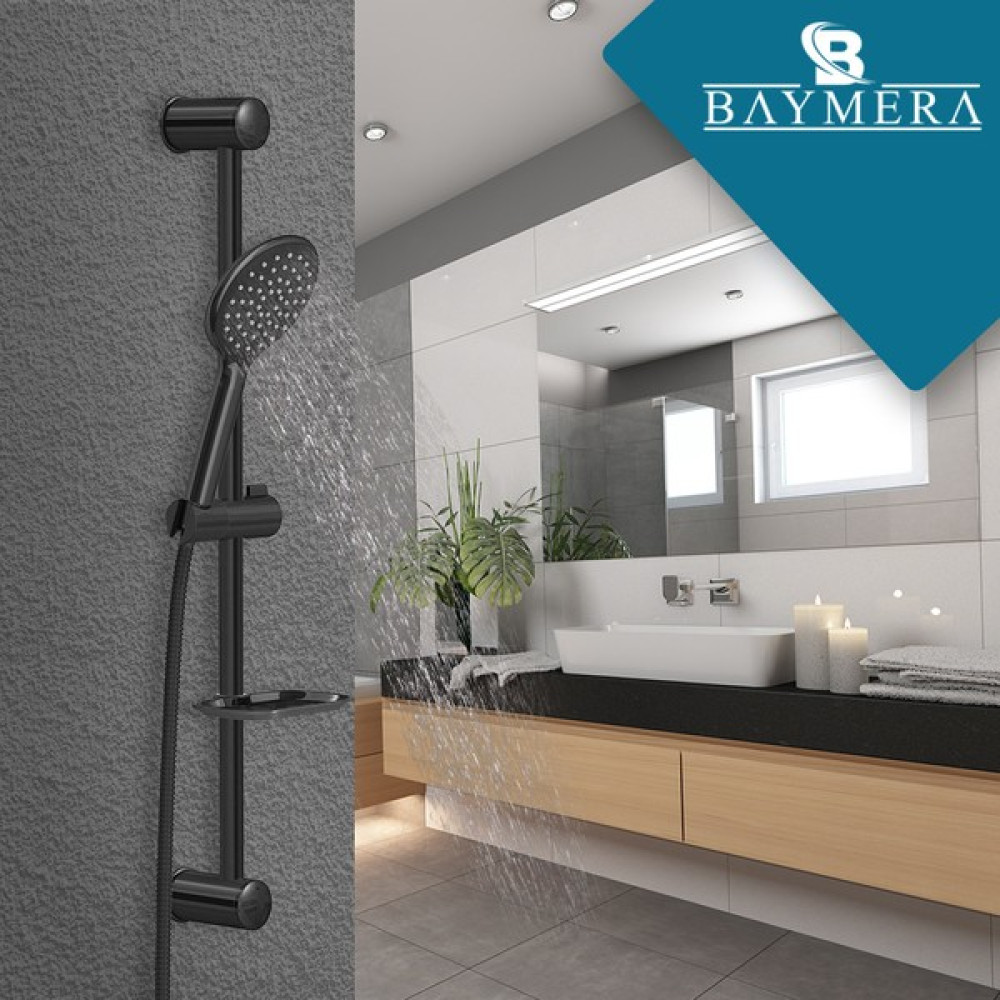 Baymera  Deluxe Jet Black Sürgülü Duş Seti VLTM-6130 Duş Seti Fiyatı