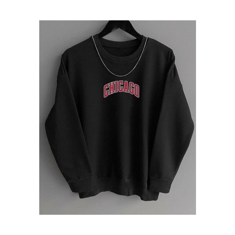 BAYMODAA35 Chicago Baskılı Siyah T-shirt 14-15 Yaş Beden Bayan Sweatshirt Fiyatı