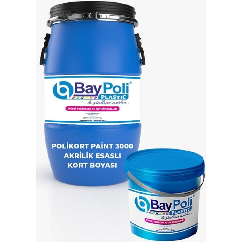 Baypoli Polikort Paint 3000 Akrilik Spor Saha Son Kat Boyası 10 kg - Gri Oto Boyaları Fiyatı