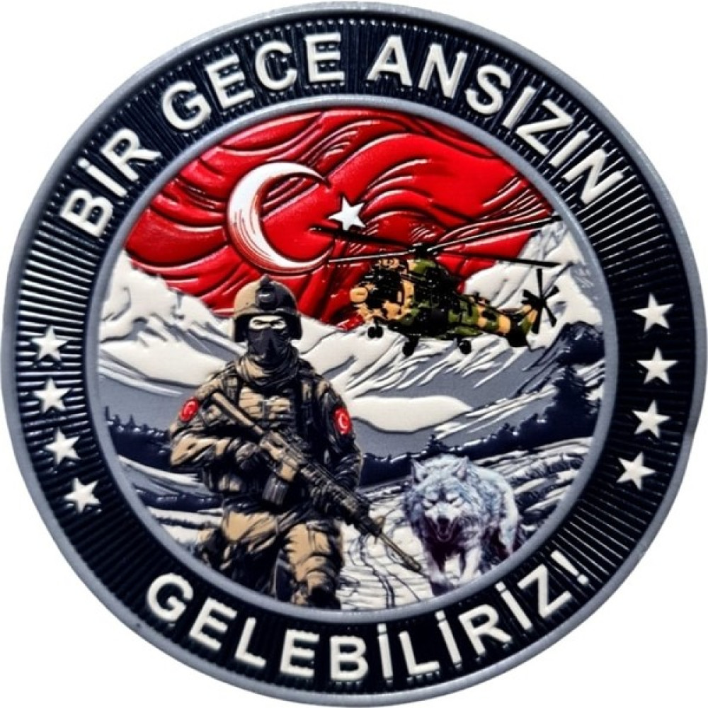 Bayrak Asker Peç , Bir Gece Ansızın Gelebiliriz - Arma - Tpu Patch - 9,5 Oto Boyaları Fiyatı