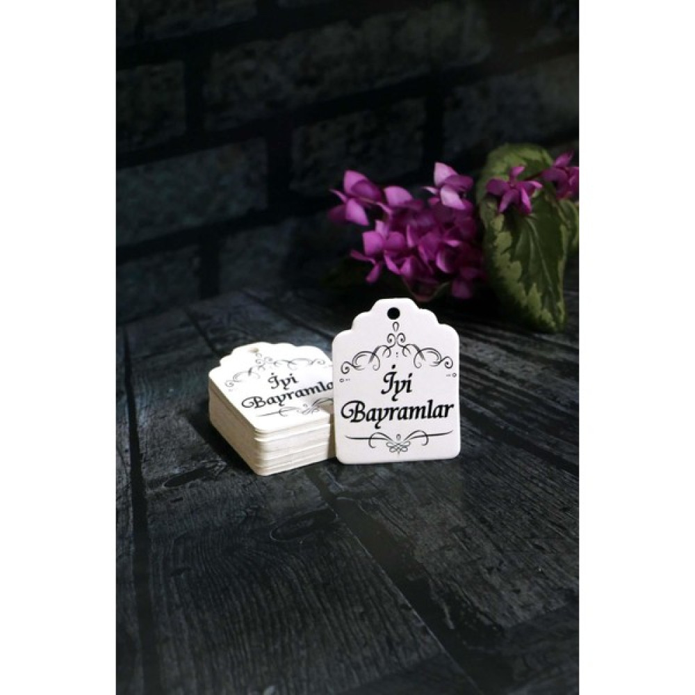 Bayram Etiketi - Iyi Bayramlar Baskılı -50 Adet Bayram Etiketi (4.5 x 6cm) - -- Sarf Tüketim Malzemeleri Fiyatı
