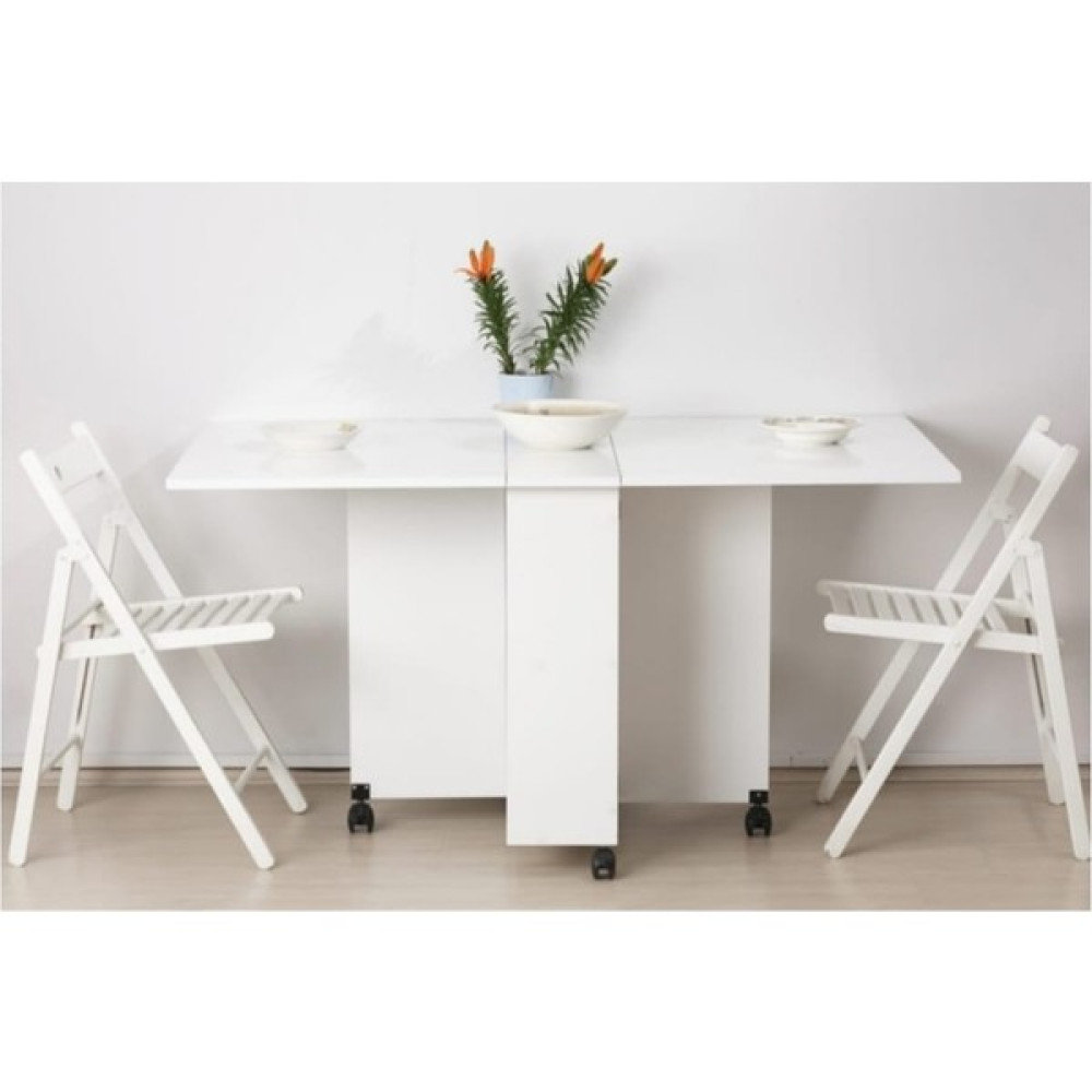 Bayramoğlu Çok Amaçlı Tekerli Dolaplı Açılır Kapanır Mutfak Masası Bayramoğlu - Beyaz - 140 x 80 cm Yemek & Mutfak Masası Fiyatı