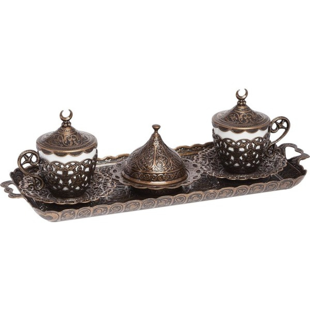 Bazaar 4 Osmanlı Hürrem Nescafe Fincan Seti 2 Kişilik Antik Bakır Fincan / Bardak / Kahve Takımı Fiyatı