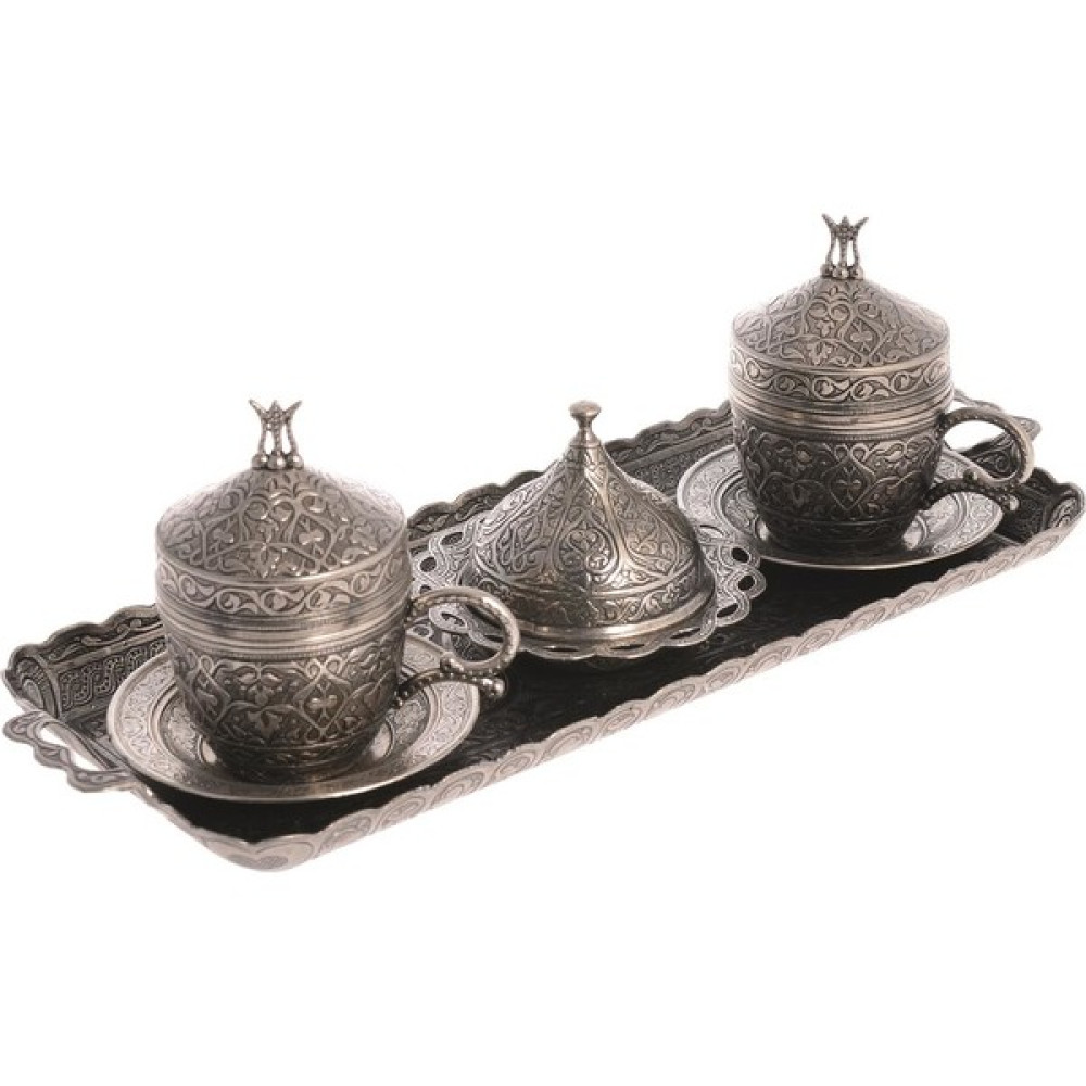 Bazaar 4 Osmanlı Şehzade Nescafe Fincan Seti 2 Kişilik Kalaylı - Metalik Gri Fincan / Bardak / Kahve Takımı Fiyatı