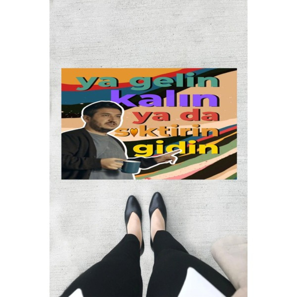 Bazaar Forum Bazaarforum Gibi Dizisi Ya Gelin Kalın Dijital Baskılı Yıkanabilir Paspas - 45 x 70 cm - Renkli Paspas Fiyatı
