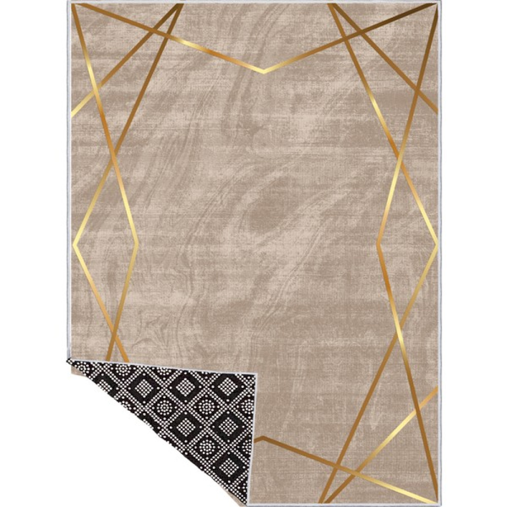 Bazaar Forum Bazaarforum Makinada Yıkanan Leke Tutmaz Kolay Temizlenir Siyah Dot Kaymaz Taban Modern Halı - 100 x 140 cm - Kahverengi Salon Halısı Fiyatı