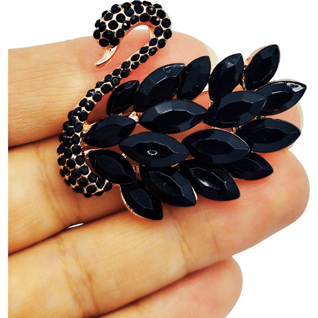 BB Bi Butik Shop Asil Siyah Kuğu Broş - 1 - 0 - Siyah Diğer Fiyatı