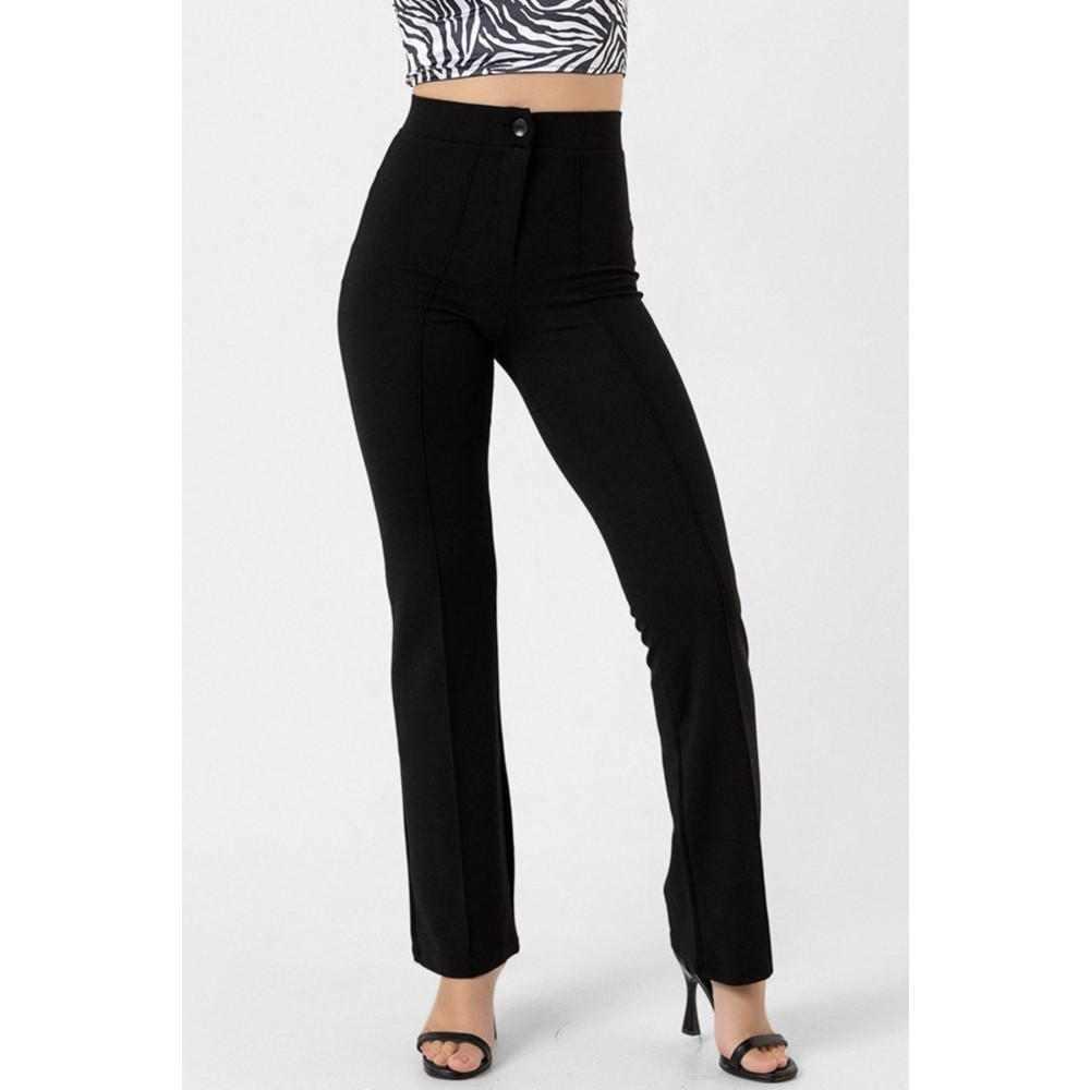 bb butik basic Krep Kumaş Toparlayıcı Çımalı Bol Paça Full Likralı Siyah Palazzo Pantolon 4XL Beden Kadın Pantolon Fiyatı