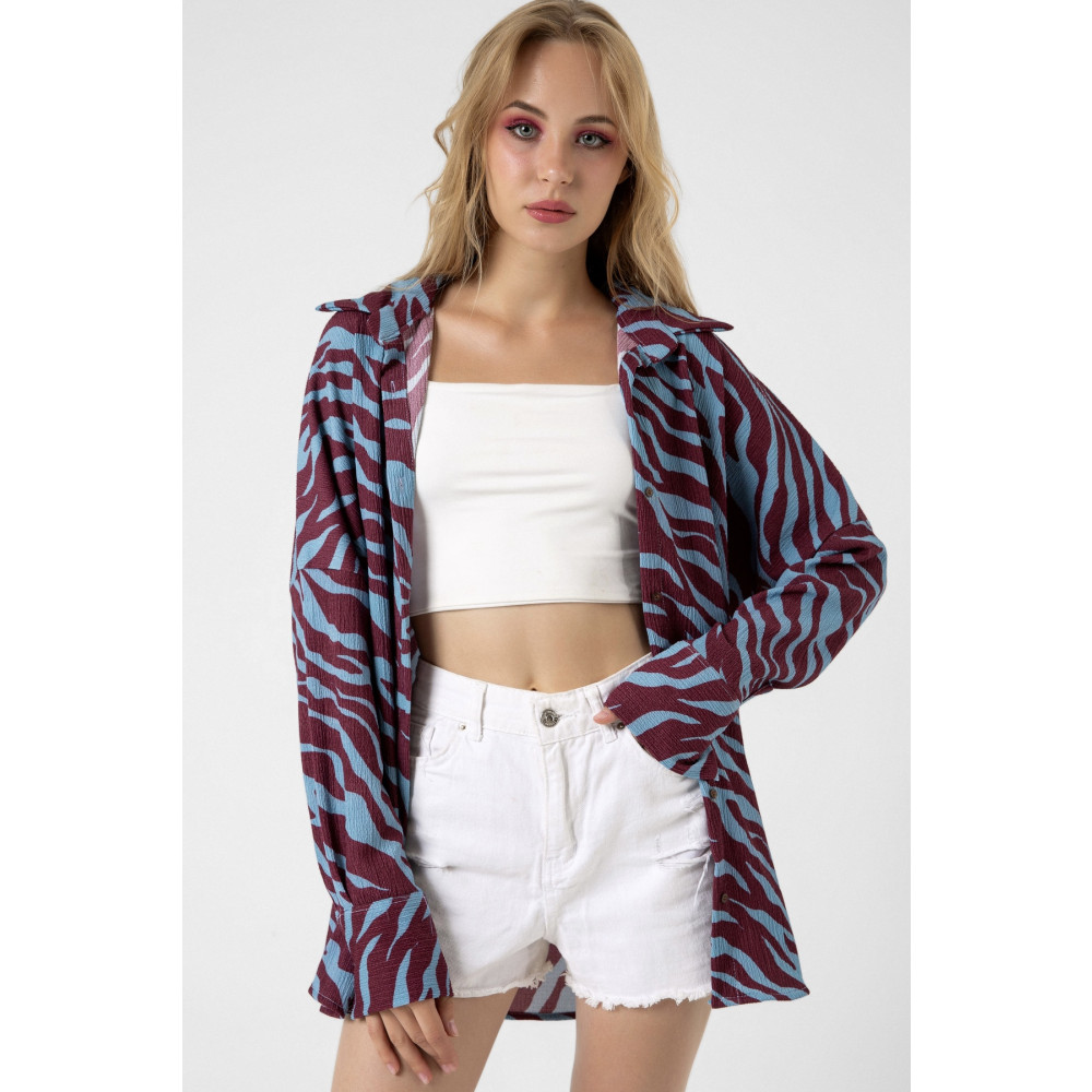 bb butik basic Oversize Bürümcük Krinkıl gömlek Standart Beden Kadın Gömlek Fiyatı