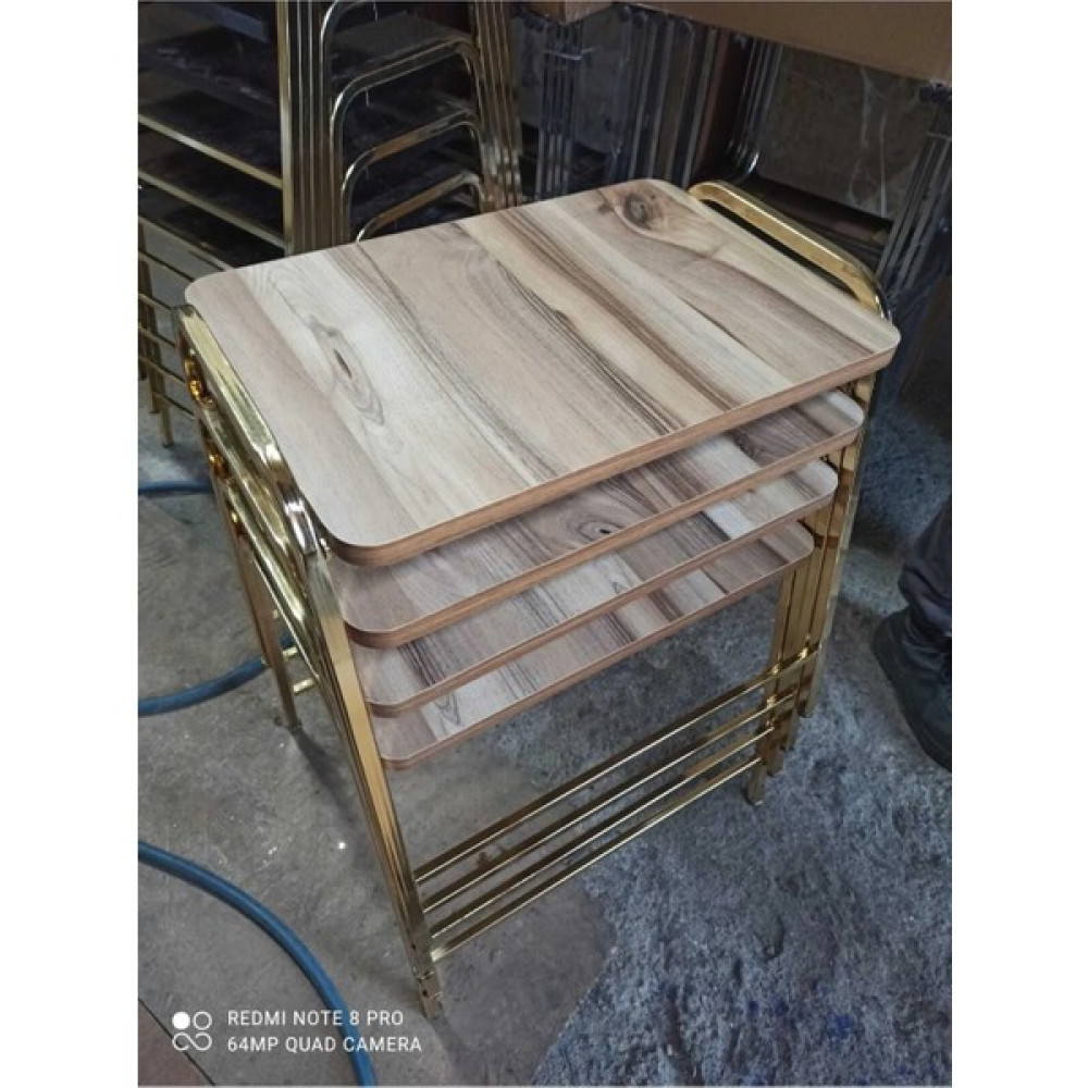 B&B HOME STYLE 4'lü Zigon Sehpa Sarı Nikelaj Kaplama Metal Ayaklı Mermer Desen - AHŞAP Zigon Sehpa Fiyatı