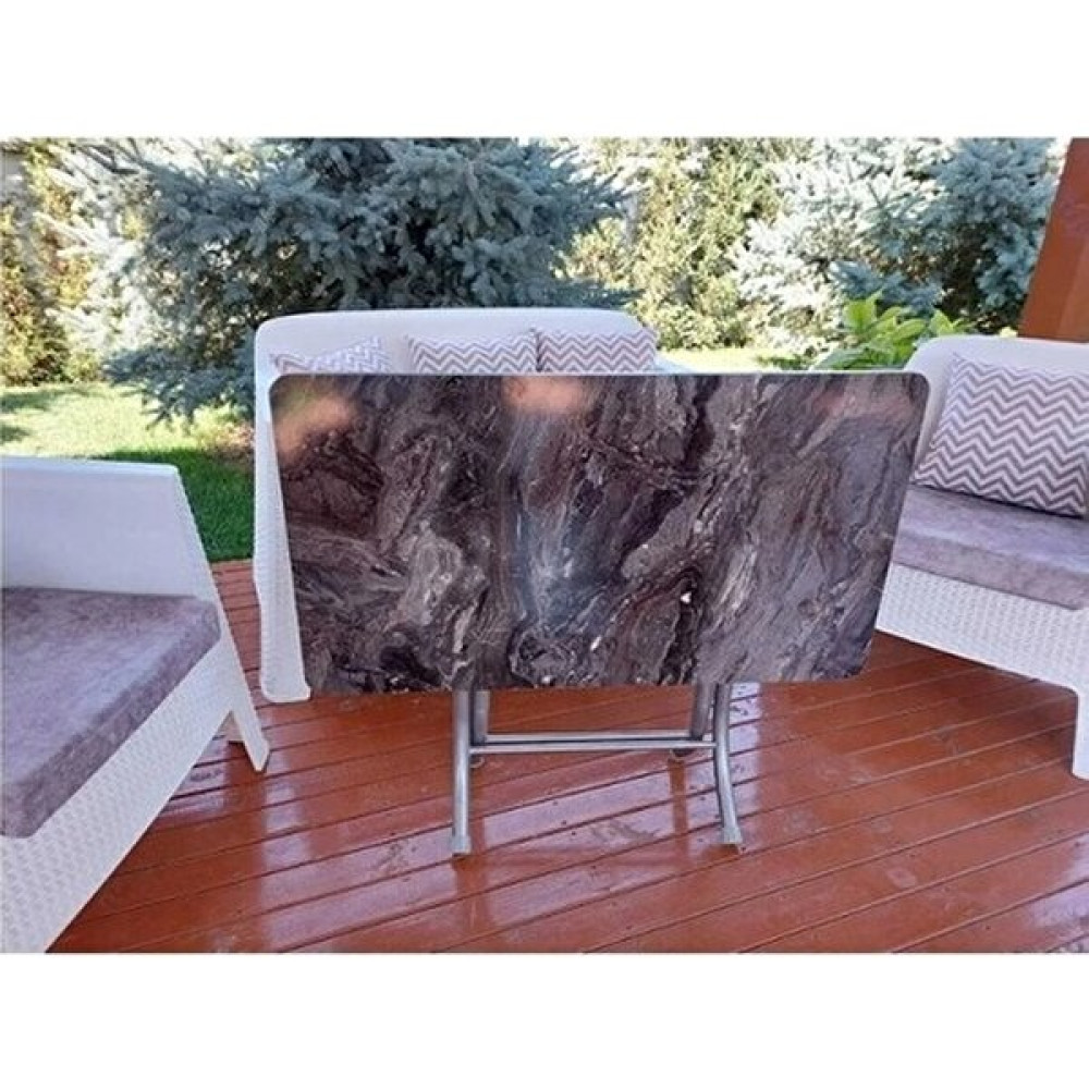 B&B HOME STYLE Dekoratif Katlanır Masa Bahçe ve Çalışma Masası 60*110 Antrasit Mermer Desen - 60X110 Çalışma Masası Fiyatı