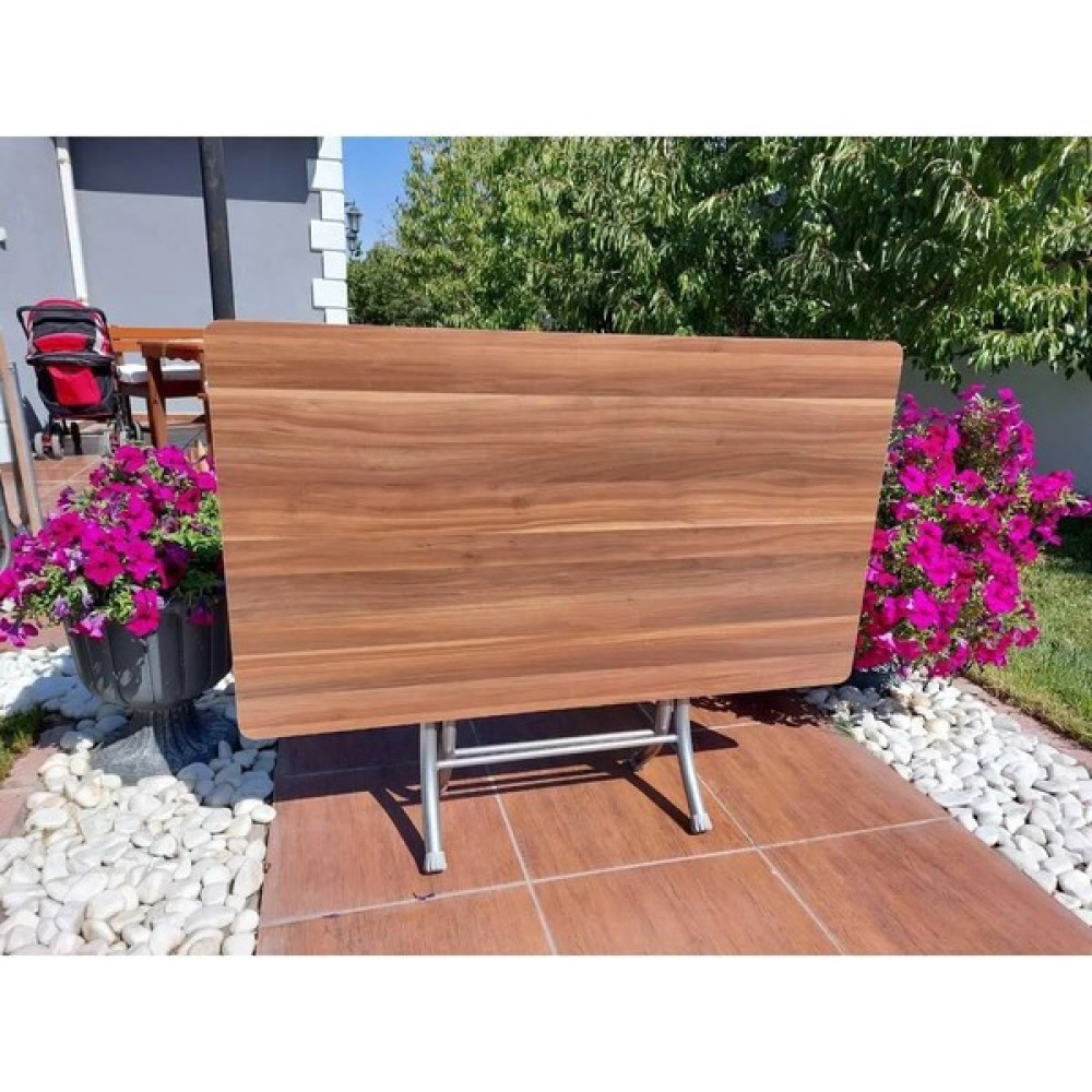 B&B HOME STYLE Mobilya Dekoratif Katlanır Masa Bahçe ve Çalışma Masası 70*120 Ahşap Masa - Ceviz - 70X120 Bahçe Masası Fiyatı