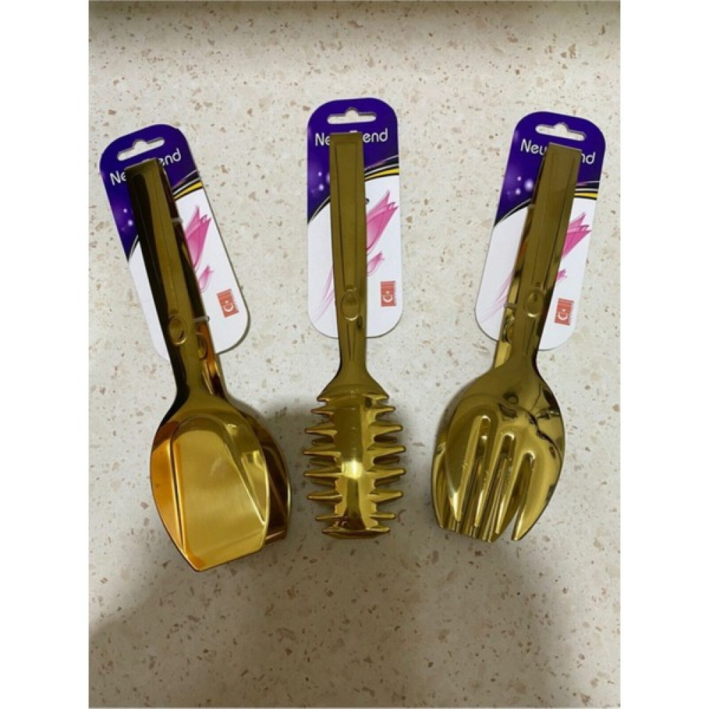 Bba Home Gold Lüx Servis Sunum Makarna Pasta Salata Kek Maşa Seti Takımı 3'lü Mutfak Gereçleri Fiyatı