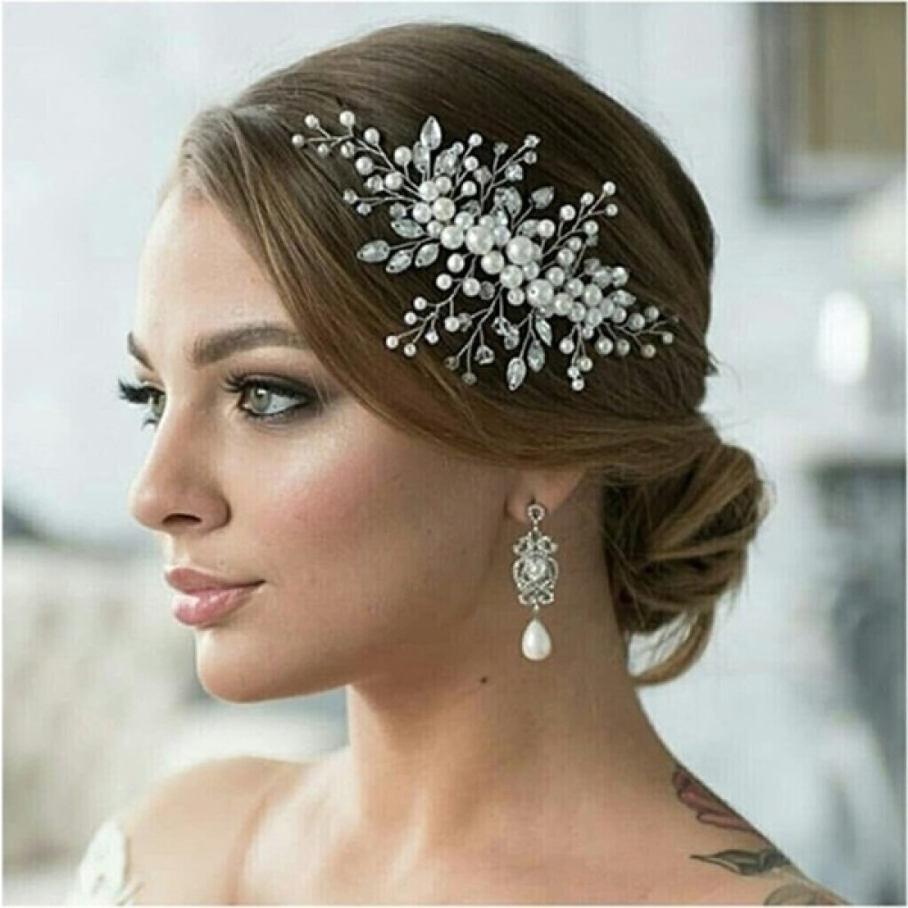 Bba New Trend Incili Kristalli Gelin Saç Aksesuarı Nikah Aksesuarı - Beyaz Toka, Taç & Saç Bandı Fiyatı