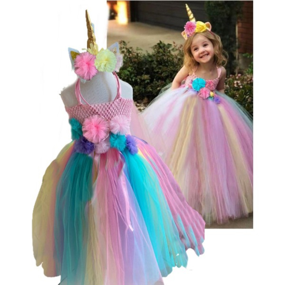 Bba New Trend Kız Çocuk Renkli Doğum Günü Unicorn Elbisesi,unicorn Tütü Elbise Kız Çocuk Elbise Fiyatı