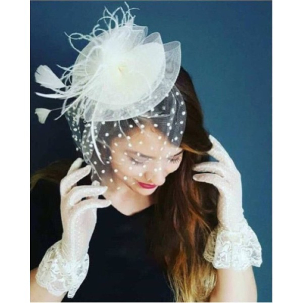 Bba New Trend Puantiyeli Gelin Kepi Nikah Şapkası Vualet Gelin Kep,nikah Şapkası Vualet (Sadece Kep) - Beyaz Toka, Taç & Saç Bandı Fiyatı