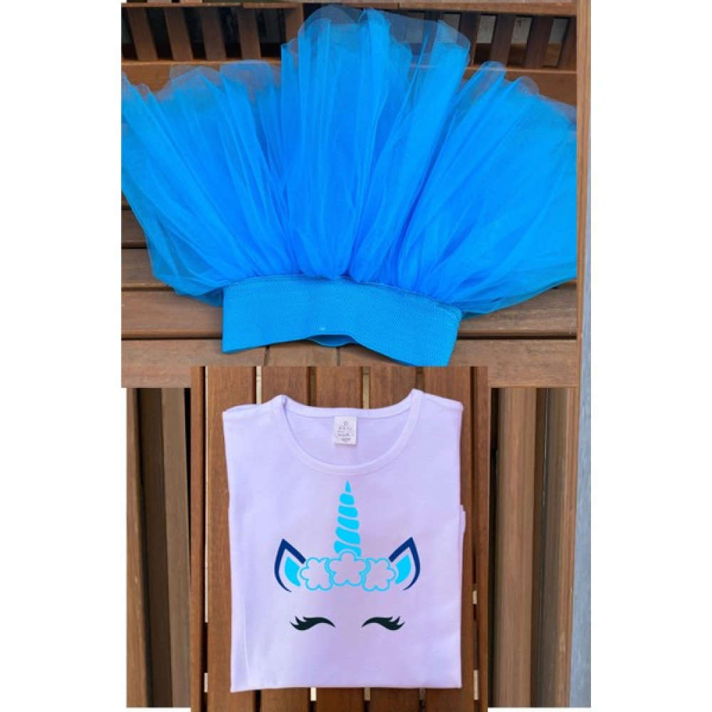 Bba New Trend Turkuaz Etek Unicorn Renkli Doğum Günü Tütü Etek, Tişort Kısa Kollu ,tütü Etek Etek Fiyatı
