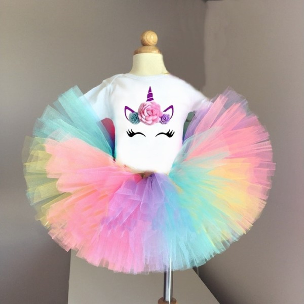 Bba New Trend Unicorn Doğum Günü Tütü Etek Tişort Kısa Kol Kız Çoçuk Tütü Etek(Yeni Belden Lastikli Hayal Tül) Etek Fiyatı