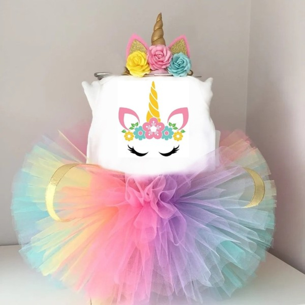 Bba New Trend Unicorn Dore Tütü Etek Set,baskılı Badi Set Unicorn Doğum Günü Seti 3parça Etek Fiyatı