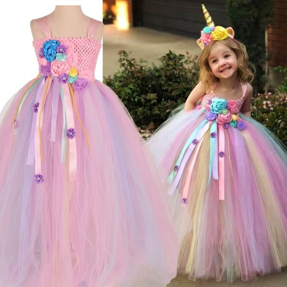 Bbays New Trend Kız Çocuk Pembe Unicorn Tütü Elbise Unicorn Taç , Saç Aksesuarı, Astarsız Kız Çocuk Elbise Fiyatı