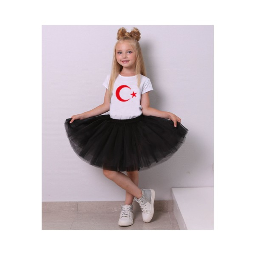 Bbays New Trend Siyah Tütü Etek Ayyıldız Baskılı Tişort 23 Nisan Kostüm Bebek Eteği Fiyatı