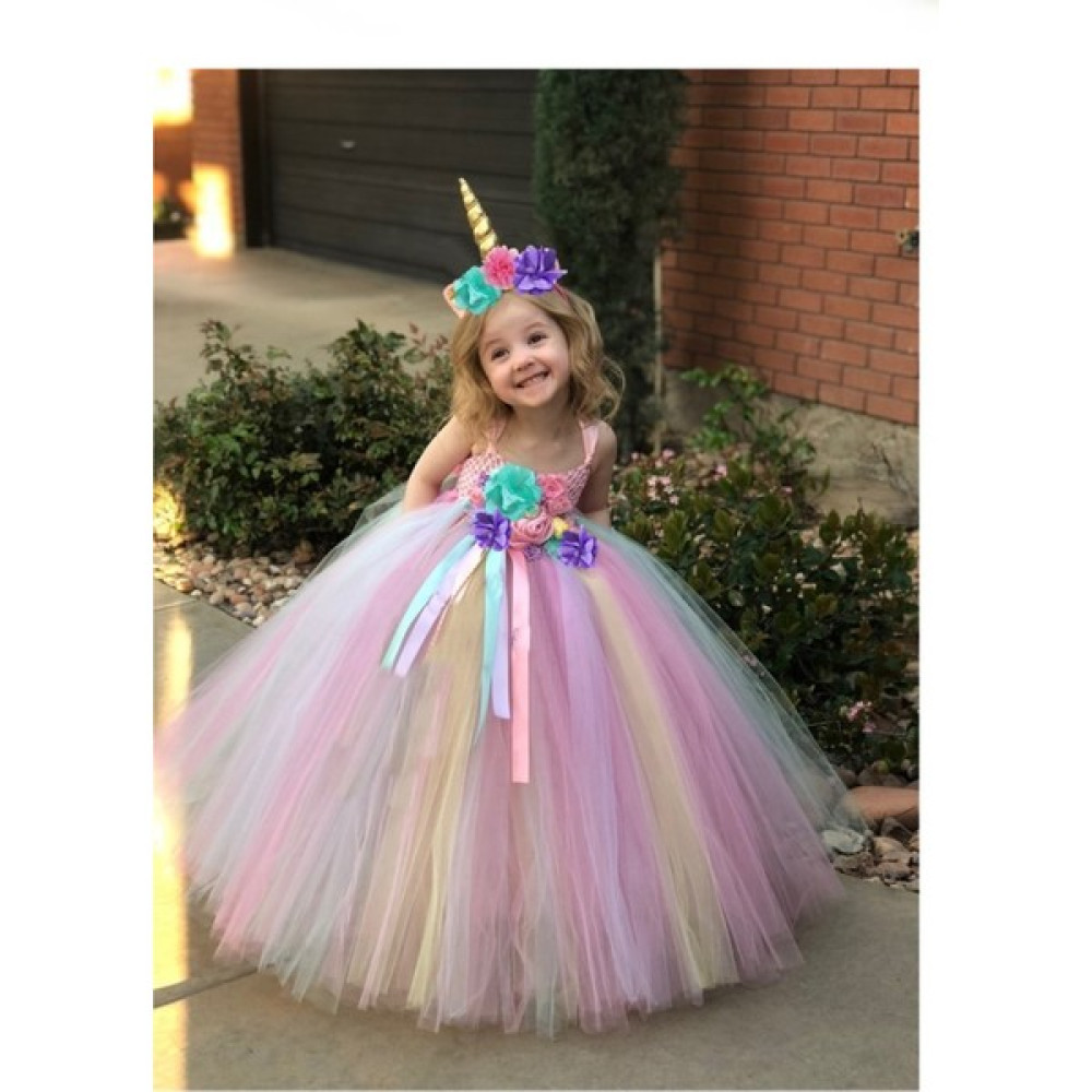 Bbays New Trend Unicorn Elbise,pembe Elbise Kostüm Kız Çoçuk Unicorn Elbise (Hayaltül-Astarsız) Kız Çocuk Elbise Fiyatı