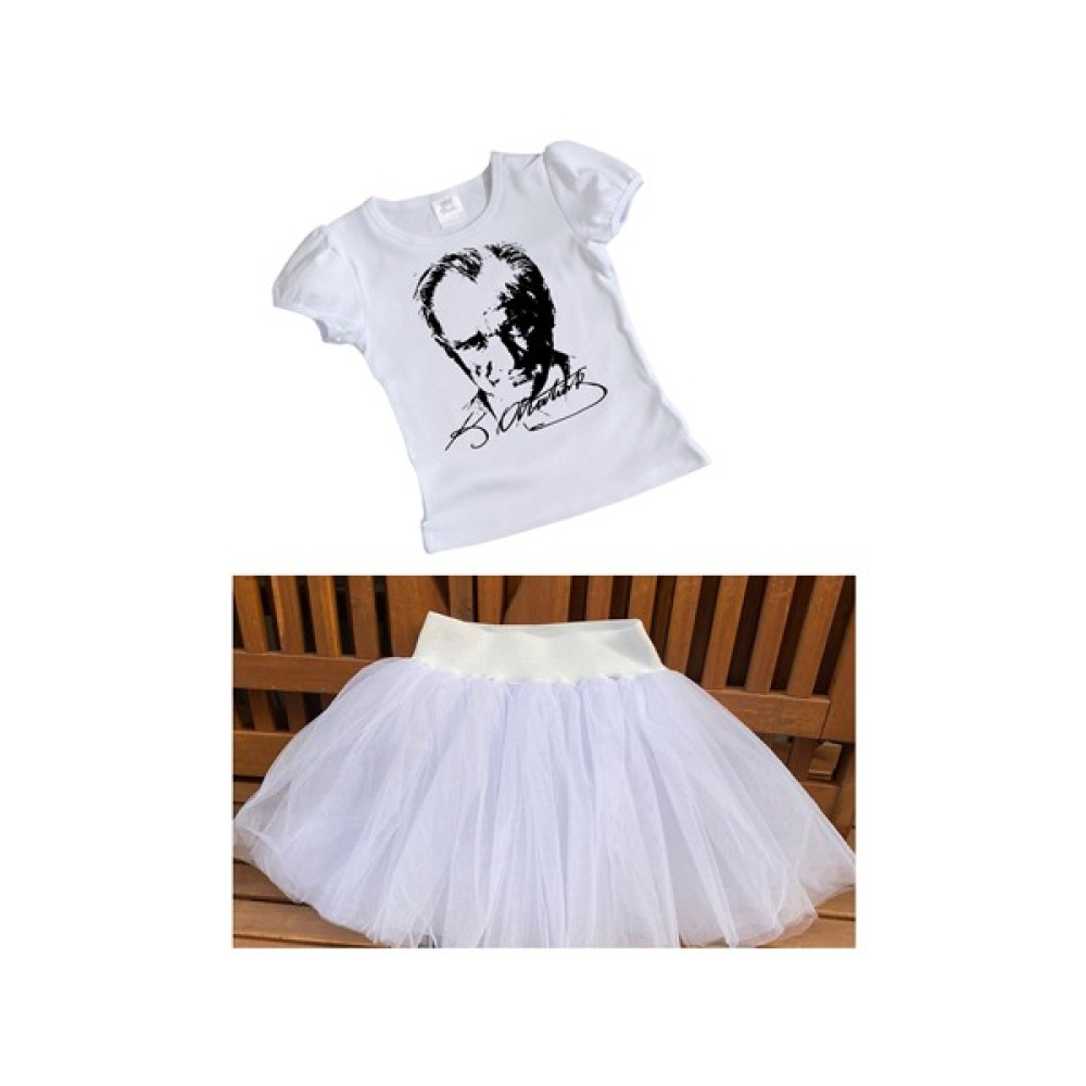 Bbays New Trend,beyaz Tütü ,kız Çocuk,tütü Etekatatürk Baskılı Tişort 23 Nisan Etek,astarsız Bebek Eteği Fiyatı