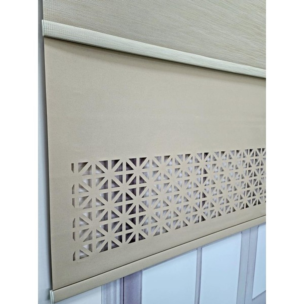 Bbb Çift Mekanizmalı Lazer Kesim Tül ve Stor Perde MLT1045 - Sütlü Kahve - 90 x 200 cm Stor Perde Fiyatı