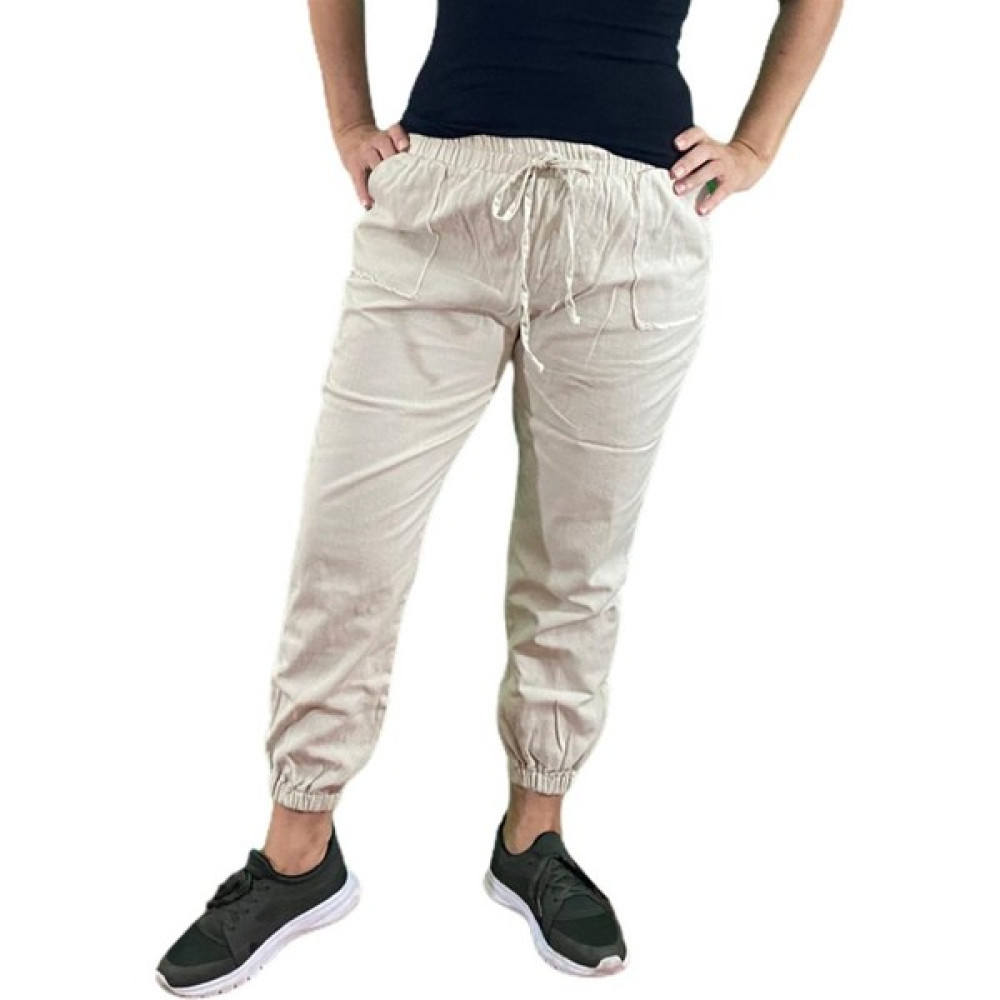 bBbshowroom Lastikli Yan Cepli Paça Lastikli Krem Kadın Pantolon Fiyatı