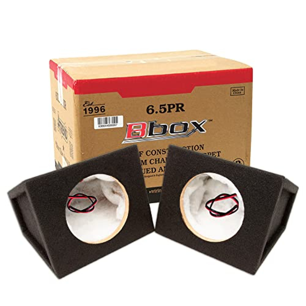 Bbox Pro Audio Tuned 6.5" Speaker Enclosures - Premium Speakers to Enhance Sound & Bass - Nickel Finish Speaker Terminals for Car or Truck - 18 Gauge Audio Cables - Speaker Set of 2 (Black)