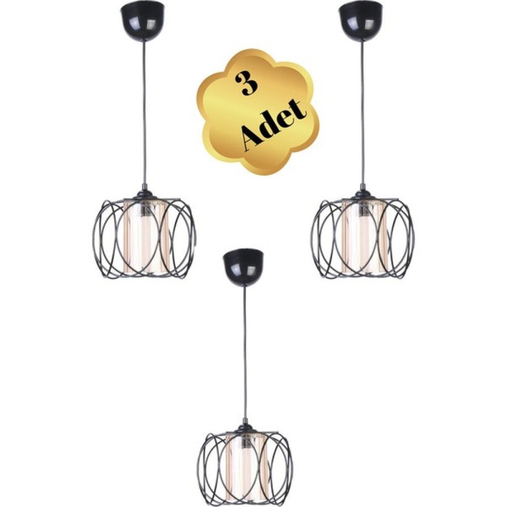 BBY Home & Design Avize,sarkıt,modern 3 Adet Cleone Model - Siyah - 1'li Avize Fiyatı