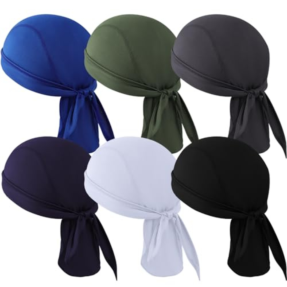 BCHRTOIP 6 Pieces Sweat Wicking Head Wrap Helmet Liner Skull Cap Breathable Dew Do Rags for Outdoor Activities (Multicolor 1)