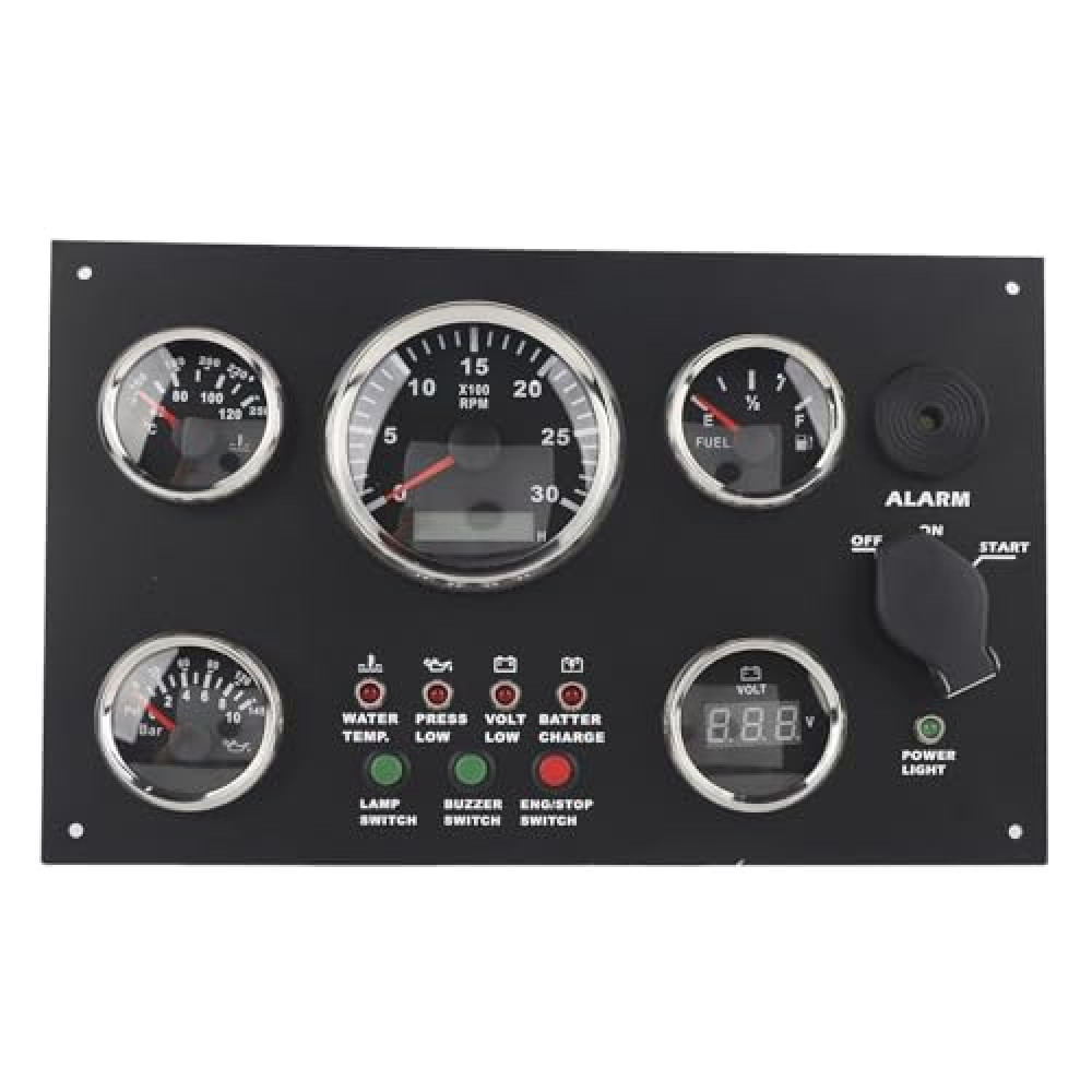 BCUVQBTR Dashboard 5 Gauge Set Switch Panel 9-32V Oil Level Water Temperature Oil Pressure Voltage Engine Speed Boat Accessories