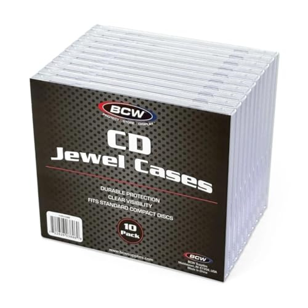 BCW CD Jewel Case 10 Pack | Single Case Protects CDs | Classic Design | Compact Storage | Standard Dimensions | Perfect for Collection Organization