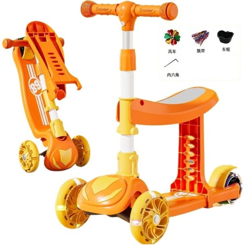 BD Çocuk Scooter'ı Işıklı 3'ü 1 Arada Katlanabilir Scooter (Yurt Dışından) - Turuncu Açık Hava, Deniz ve Spor Oyuncakları Fiyatı